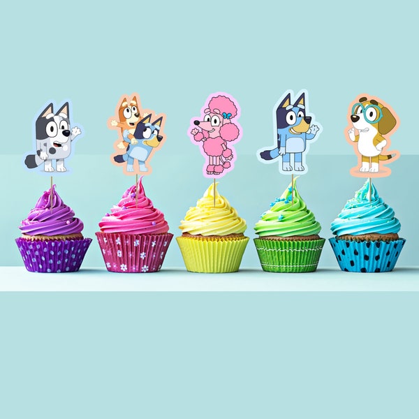 Bluey Cupcake Toppers , Bluey cutouts. Bluey and friends PDF FILE . No physical item