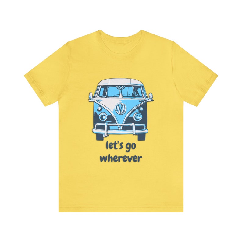 Camping Van T-Shirt: Unisex Airlume Cotton Tee, 'Let's Go' image 2