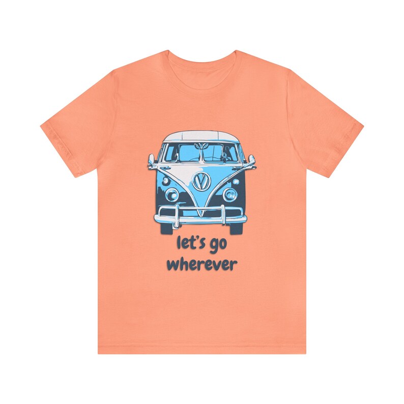 Camping Van T-Shirt: Unisex Airlume Cotton Tee, 'Let's Go' image 4