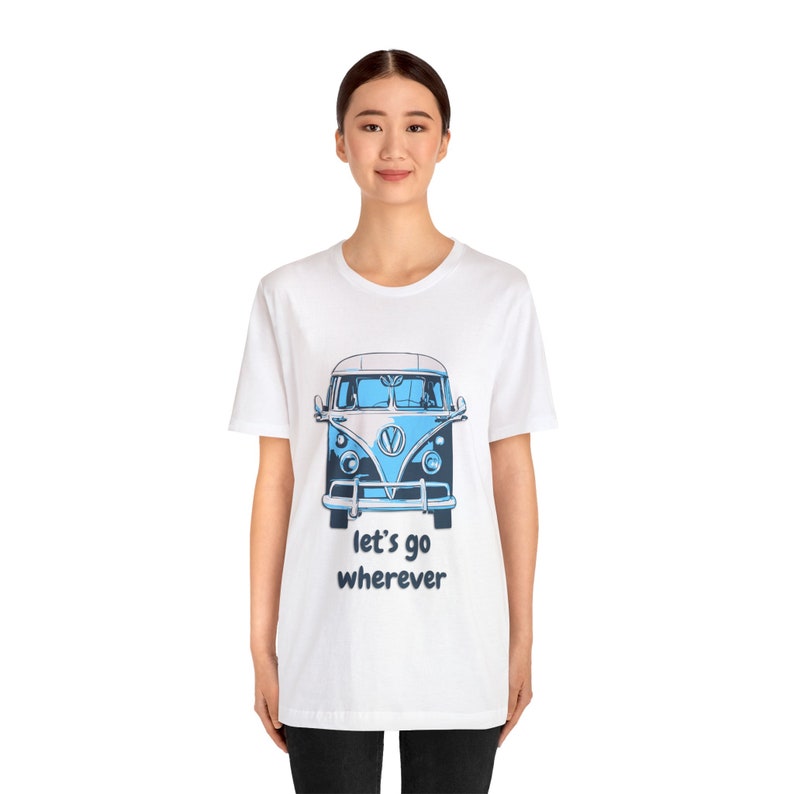 Camping Van T-Shirt: Unisex Airlume Cotton Tee, 'Let's Go' image 8