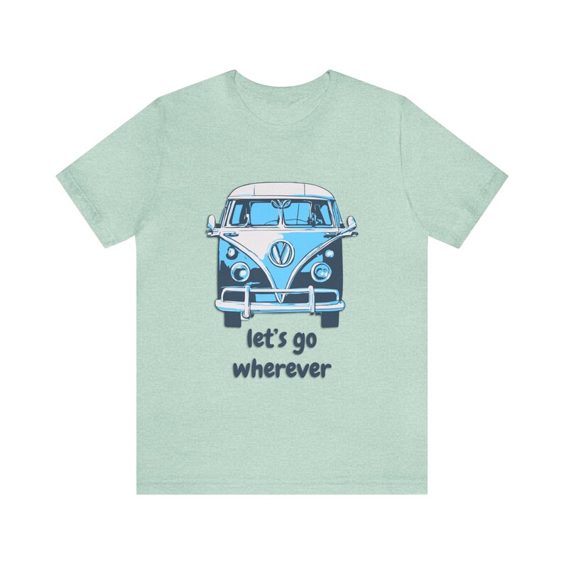 Camping Van T-Shirt: Unisex Airlume Cotton Tee, 'Let's Go' image 6