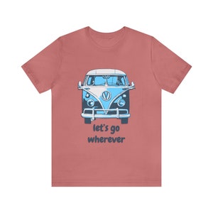 Camping Van T-Shirt: Unisex Airlume Cotton Tee, 'Let's Go' image 5