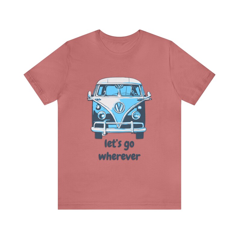 Camping Van T-Shirt: Unisex Airlume Cotton Tee, 'Let's Go' image 5