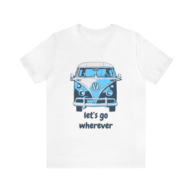 Camping Van T-Shirt: Unisex Airlume Cotton Tee, 'Let's Go' image 1