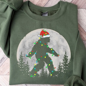 Bigfoot Santa Christmas Lights Shirt, Bigfoot Santa Christmas, Christmas Lights Shirt, Bigfoot Merry Tee, Sasquatch Christmas, Bigfoot Lover