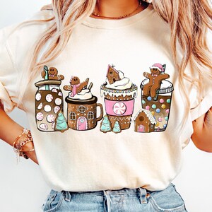 Comfort Colors® Gingerbread Christmas Coffee Shirt, Christmas coffee Sweatshirt, women Holiday Tee, Coffee Lover gift, Latte drink Crewneck