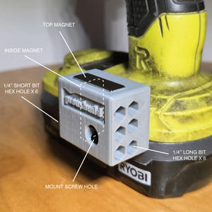 3D gedruckter magnetischer Bithalter für 18V Ryobi Schlagschrauber