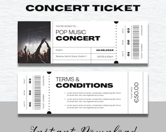 Concert Ticket Templates | Editable Ticket Design | Music Event Templates