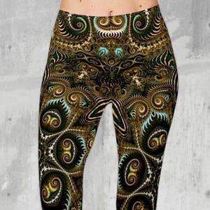 Mandala Psychedelic Abstract Vintage Fractal Print Leggings Trippy Leggings Yoga Tights Festival Leggings Festival Clothing