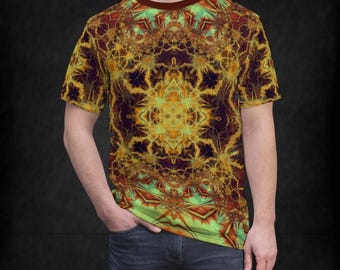 Camiseta psicodélica con iluminación para hombre, camiseta unisex, ropa de psytrance, camiseta geométrica, ropa de festival, camiseta psicodélica, regalo genial para hombre