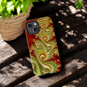 Art Deco Fractal Tough Phone Case: Orange Copper Abstract Design