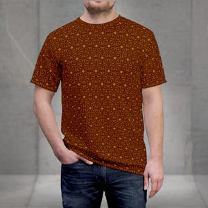 Brown Psychedelic Shirt For Men Unisex T-Shirt Psytrance Clothes Geometric T Shirt Festival Clothing Trippy Tshirt Cool Gift For Men