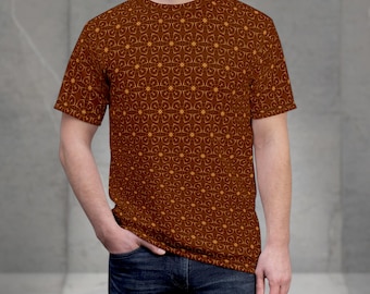 Brown Psychedelic Shirt For Men Unisex T-Shirt Psytrance Clothes Geometric T Shirt Festival Clothing Trippy Tshirt Cool Gift For Men