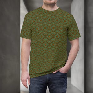 Green Psychedelic Shirt For Men Unisex T-Shirt Psytrance Clothes Geometric T Shirt Festival Clothing Trippy Tshirt Cool Gift For Men