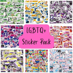 Sticker pack of 10 LGBTQ Sticker Grab Bag, Cute Stickers, Kawaii Assorted Stickers, journaling stickers, cozy stickers, Cartoon stickers