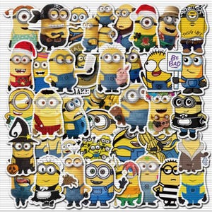 Sticker pack of 10 Minin Sticker Grab Bag, Cute Stickers, Assorted Stickers, journaling stickers, cozy stickers, Cartoon stickers, Minons
