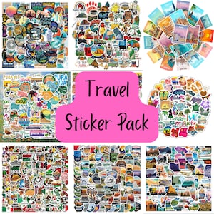 Sticker pack of 10 Travel Sticker Grab Bag, Cute Stickers, Kawaii Assorted Stickers, journaling stickers, cozy stickers, Cartoon stickers