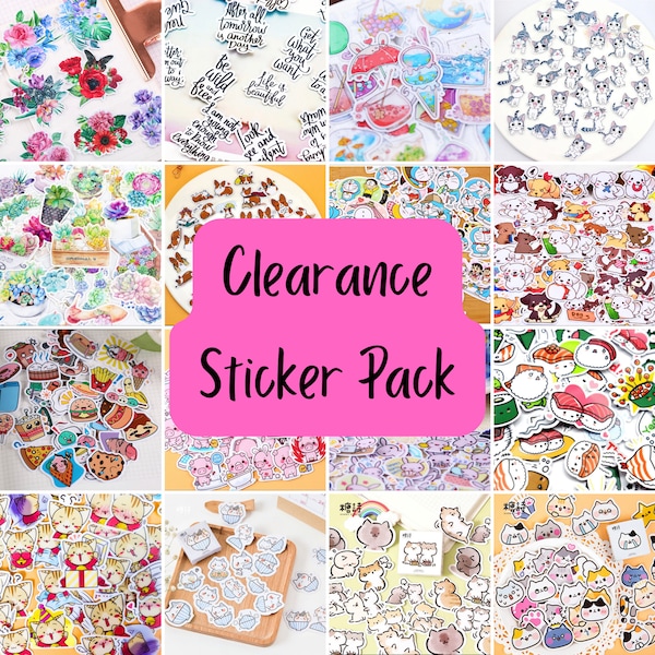 CLEARANCE Sticker Grab Bag Cute Stickers Bullet journal, Pen pal supplies, Phone case deco, Sticker Pack, Kawaii Assorted Stickers