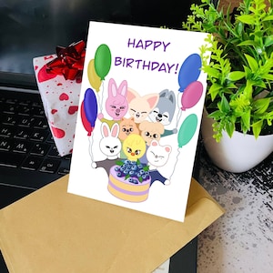 Skzoo Stray Kids birthday card Greeting Card K-pop Instant Download