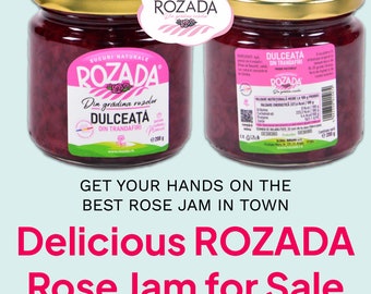 Confiture de rose Rozada - 200 g - 100 % naturelle, fabriquée à la main, pétales de rose de rose, fabrication européenne