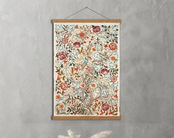 Framed Botanical Textile Canvas by William Morris, Vintage Botanical Art, Botanical Textile Art, Large Wall Art, William Morris Art Decor