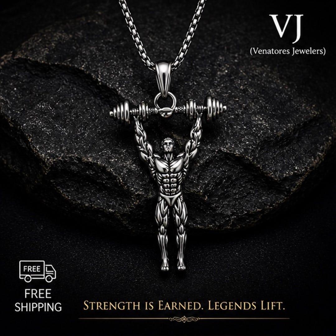 Bodybuilder Necklace Men | Stainless Steel Weightlifting Pendant | Gym ...