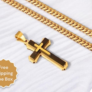 Men’s Stainless Steel Cross Pendant Necklace – Durable & Timeless Fashion Accessory