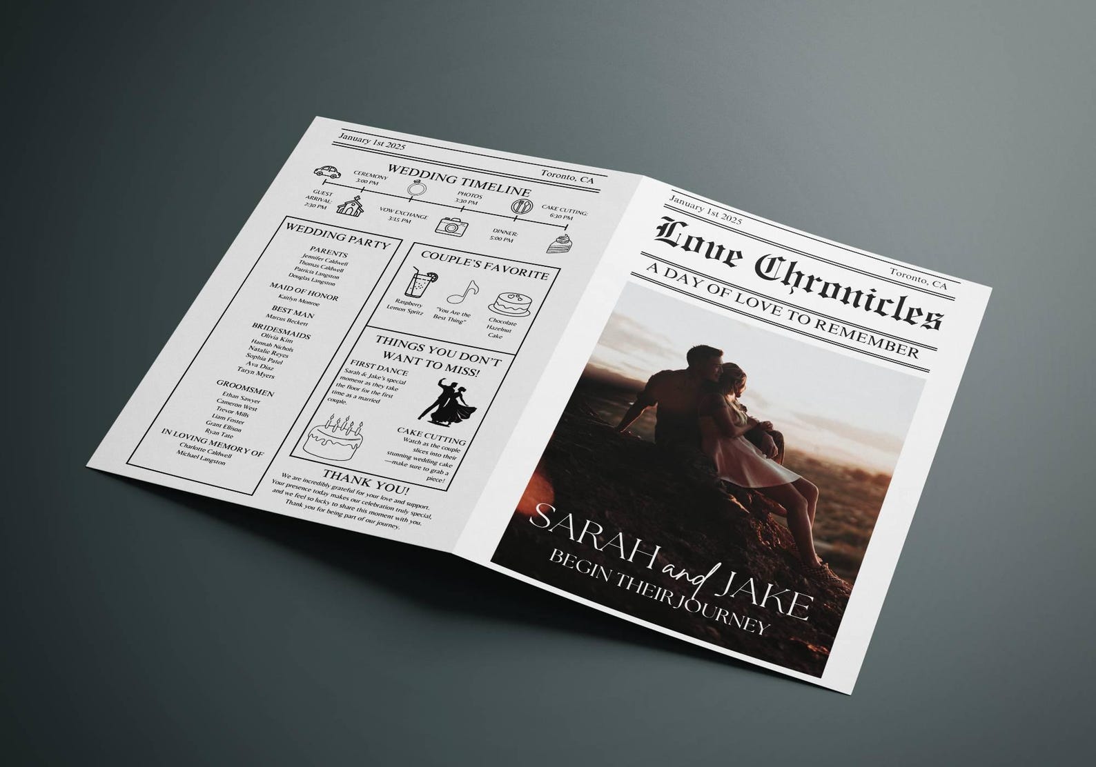 Customizable Wedding Newspaper Template With Photo, Editable Canva ...