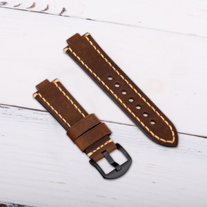 Leather Watch Strap Suitable for ORIS Brown Leather Watch Band Watch bands for men 11MM 12MM Custom Strap Handmade Strap image 1