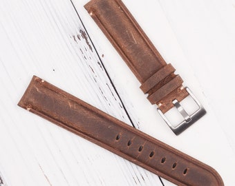 Handmade Vintage Watch Strap | Brown Leather Watch Band | Leather Watch Straps 18/19/20/21/22MM