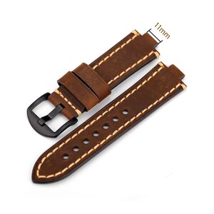 Leather Watch Strap Suitable for ORIS Brown Leather Watch Band Watch bands for men 11MM 12MM Custom Strap Handmade Strap image 2