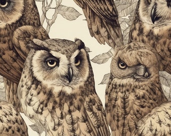 Watercolor Owl Seamless Pattern, Owls Seamless Pattern, Owl Wallpaper, Seamless Design, Digital Paper