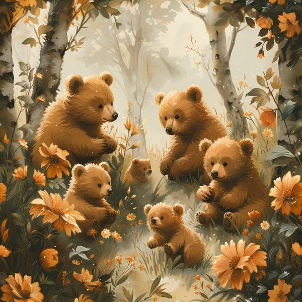 Cute Bears Seamless Pattern Baby Bear Background Seamless Handdrawn Bears RepeaWoodland Bear Seamless Baby Bearting Background Pattern
