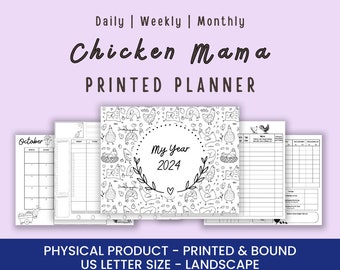 Chicken Mama Planner Printed Bound 2024 Backyard Chicken Calendar Monthly Weekly Chicken Keeper Logbook Egg Tracker Record Chicks Hatching