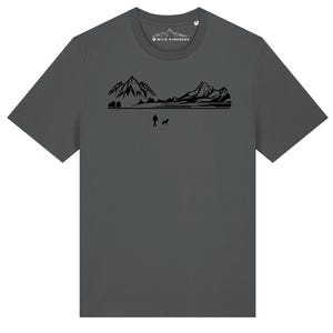 Wild Kindness Walking With Border Collie T-Shirt Mens, Made From Organic Cotton, Minimalist Design