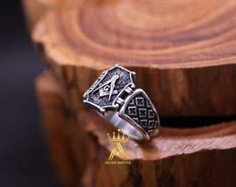 Masonic Silver Ring Masonic Compass Ring Silver 925 No Hollow size 11 3/4