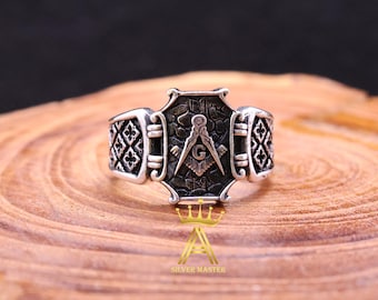 Masonic Ring, Sterling Silver Signet Ring, Fashion Mason Jewelry