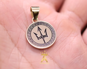 Poseidon Trident's Pendant Brass Silver Pendant Trident Pendant