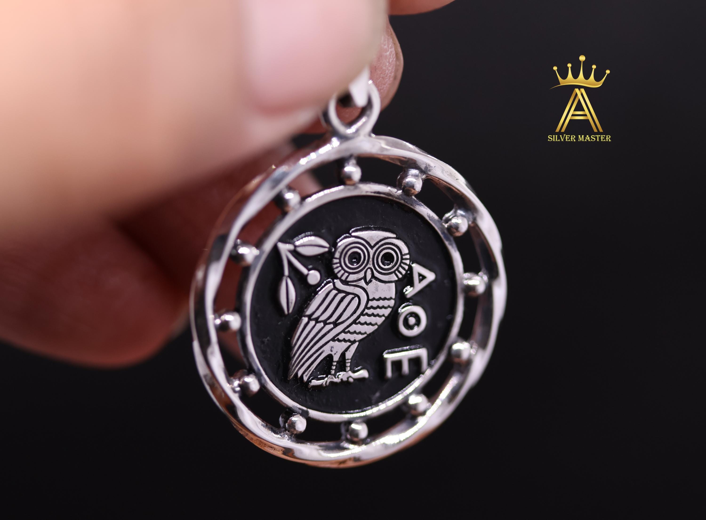 Athena's Owl Silver Pendant Owl of Wisdom Pendant Silver Pendant Silver 925 Greek Jewelry