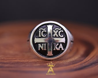 Christian Cross Ring IC XC Nika Ring Jesus Christ Ring Silver Ring Silver 925