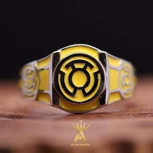 Anello giallo Anello giallo argento Lanterna gialla Anello argento 925 smalto giallo