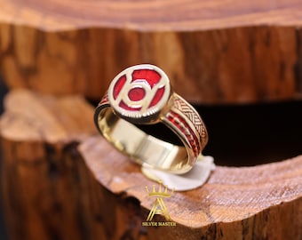 Red Ring Round Red Lantern Brass Ring