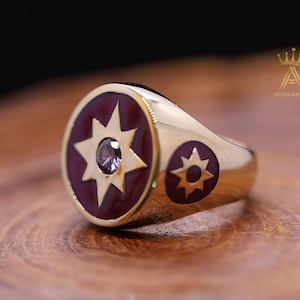 Star Sapphire Brass Ring Star Ring Purple Star Ring Purple Lantern