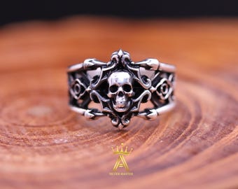Silver Skull Ring Silver 925 Gothic Style Skull Accessory