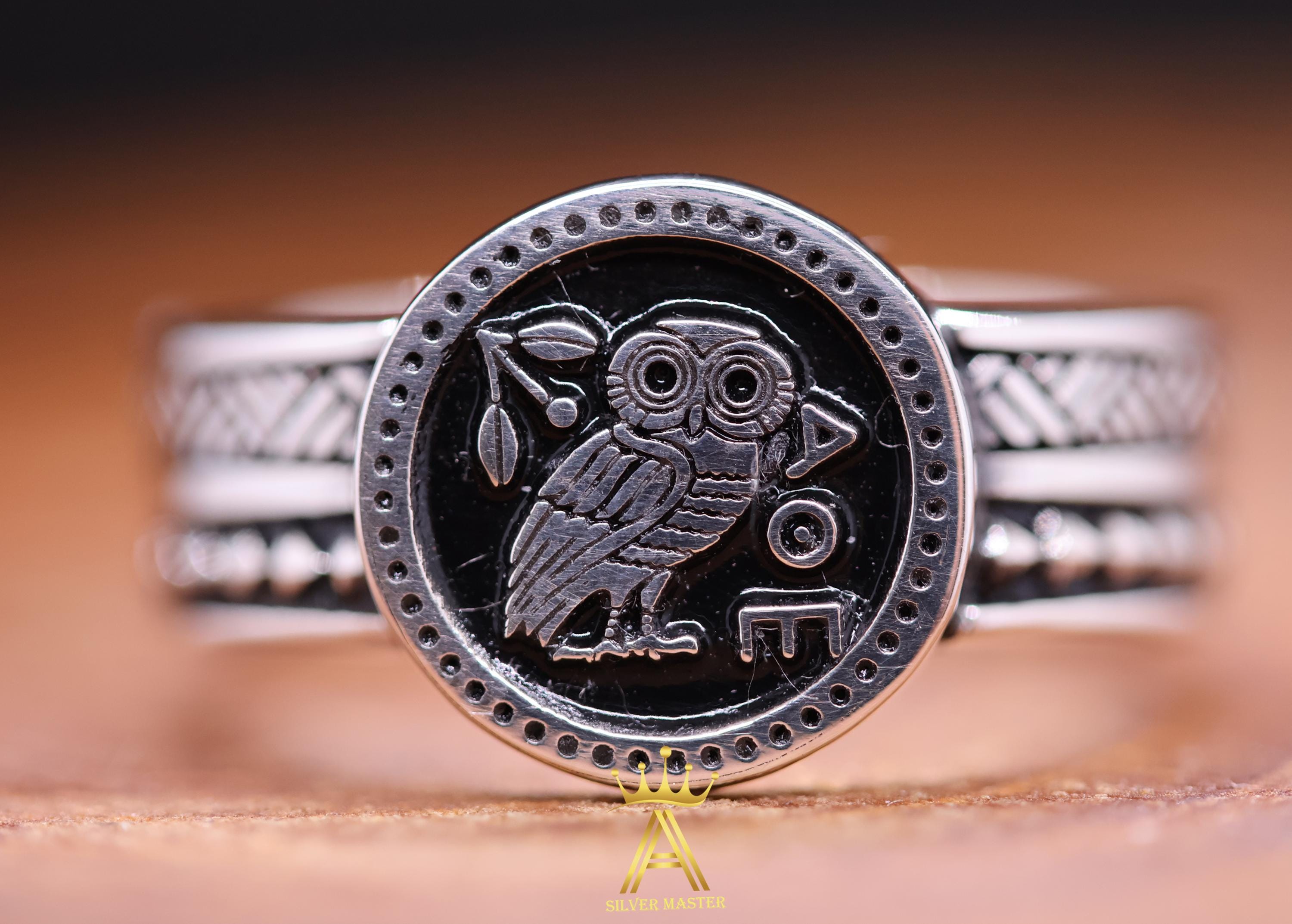 Owl of Wisdom Ring Greek Jewelry Athena's Owl Ring Silver Owl Ring Silver 925