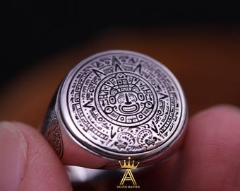 Maya Ring Mayan Calendar Ring Silver Ring Silver 925 Mayan Ring