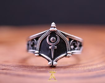 Oxidized Sterling Silver Hades Signet Ring