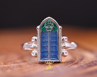 Gothic Window Ring Gothic Cathedral Ring Gothic Church Ring Gothic Ring Silver 925 Enamel Ring