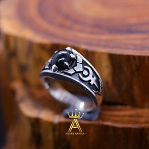 Hades Onyx Silver Ring Hades Signet Ring Natural Onyx Silver 925 Hades Ring Onyx Ring