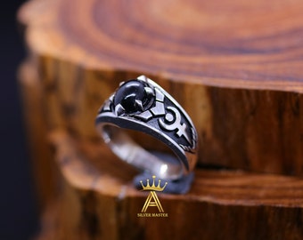 Hades Onyx Silver Ring Hades Signet Ring Natural Onyx Silver 925 Hades Ring Onyx Ring